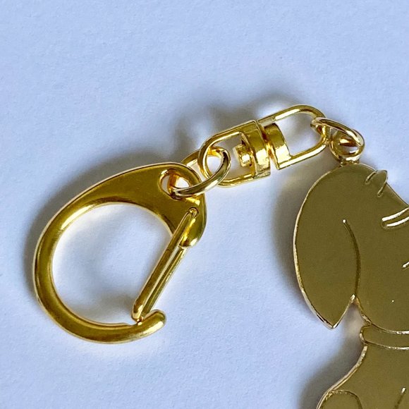 Vintage Snoopy Dog Keychain Keyring Zipper Pull Purse Charm Gold Plated Peanuts - Picture 10 of 12
